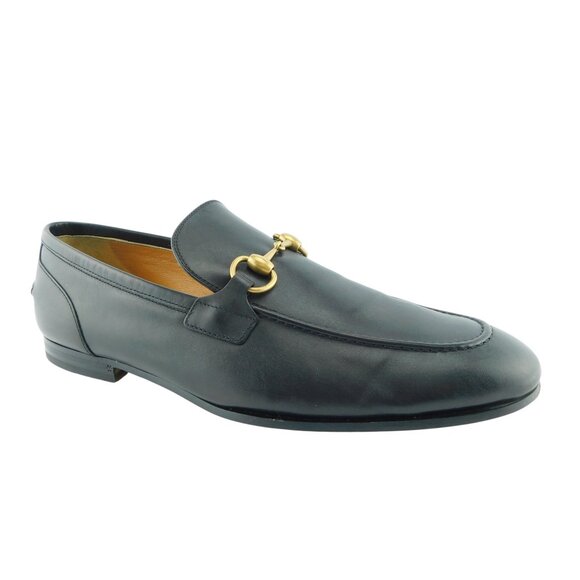 Gucci Jordaan Black Leather Classic Horse Bit Slip-on Loafers 8 UK - Picture 1 of 9